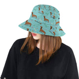 Dachshund decorative background Unisex Bucket Hat