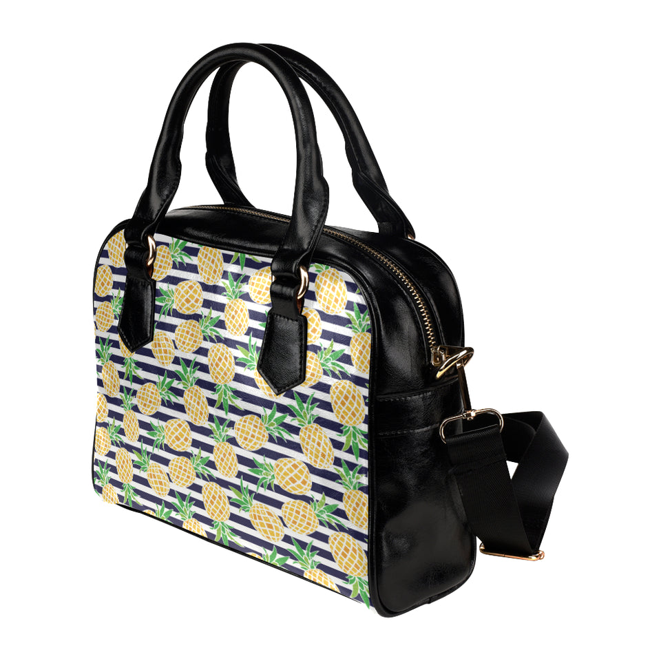 Pineapples pattern striped background Shoulder Handbag