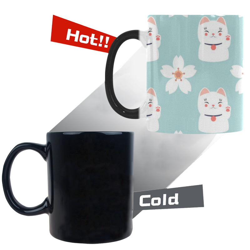 Maneki neko cat sakura Morphing Mug Heat Changing Mug