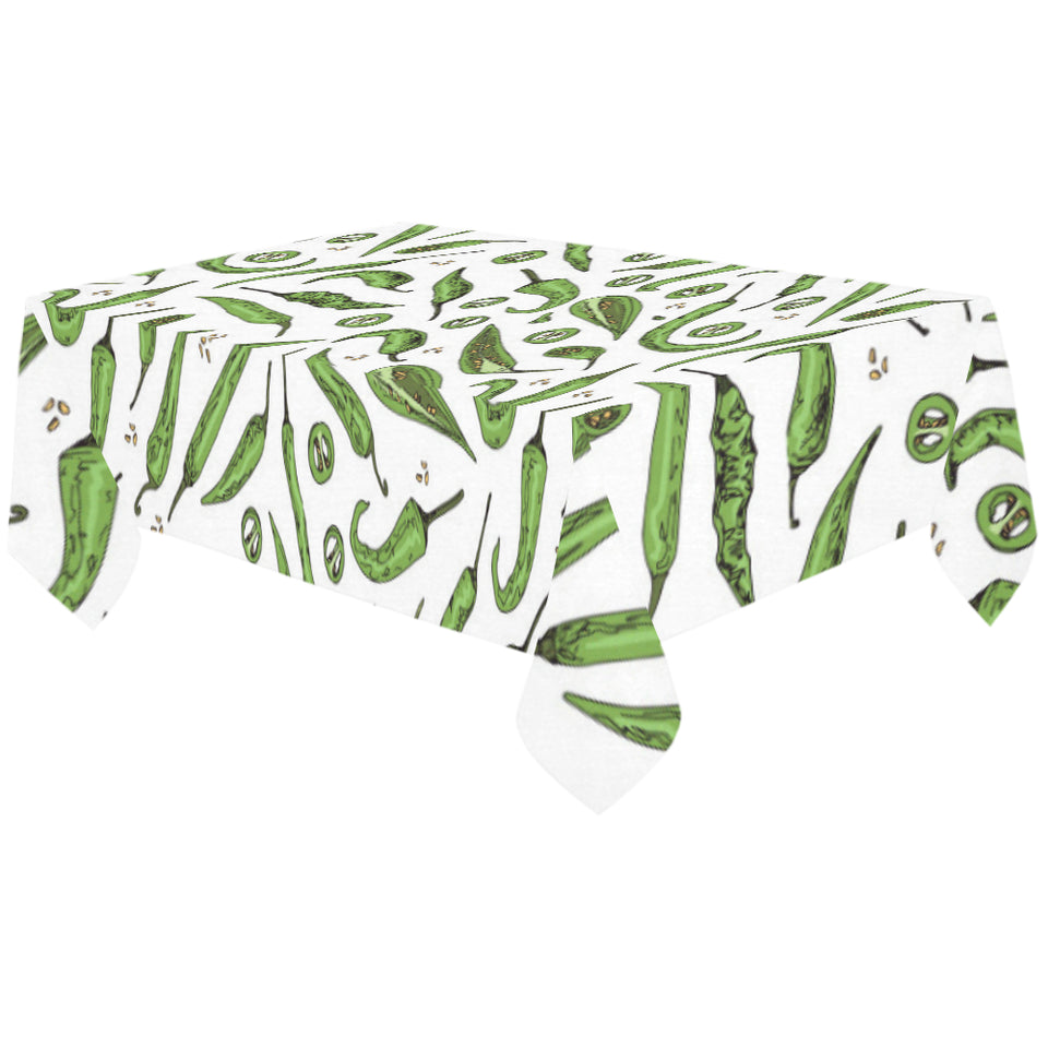 Hand drawn sketch style green Chili peppers patter Tablecloth