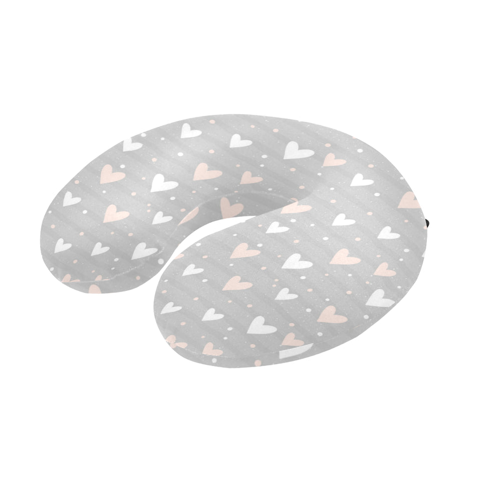 Heart pattern gray background U-Shaped Travel Neck Pillow