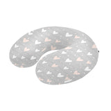 Heart pattern gray background U-Shaped Travel Neck Pillow