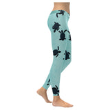 Sea turtle with blue ocean backgroud Women's Legging Fulfilled In US