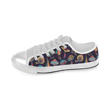Colorful mushroom pattern Men's Low Top Canvas Shoes White