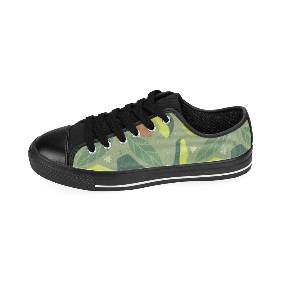 Avocado pattern Men's Low Top Canvas Shoes Black