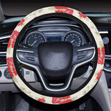 Rose Pattern Print Design 01 Car Steering Wheel Cover