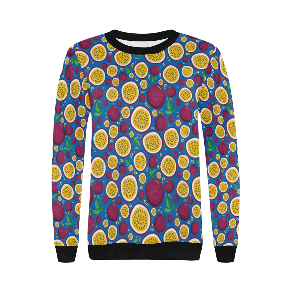 Passion fruit blue background Women's Crew Neck Sweatshirt