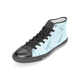 Dragonfly pattern blue background Women's High Top Canvas Shoes Black