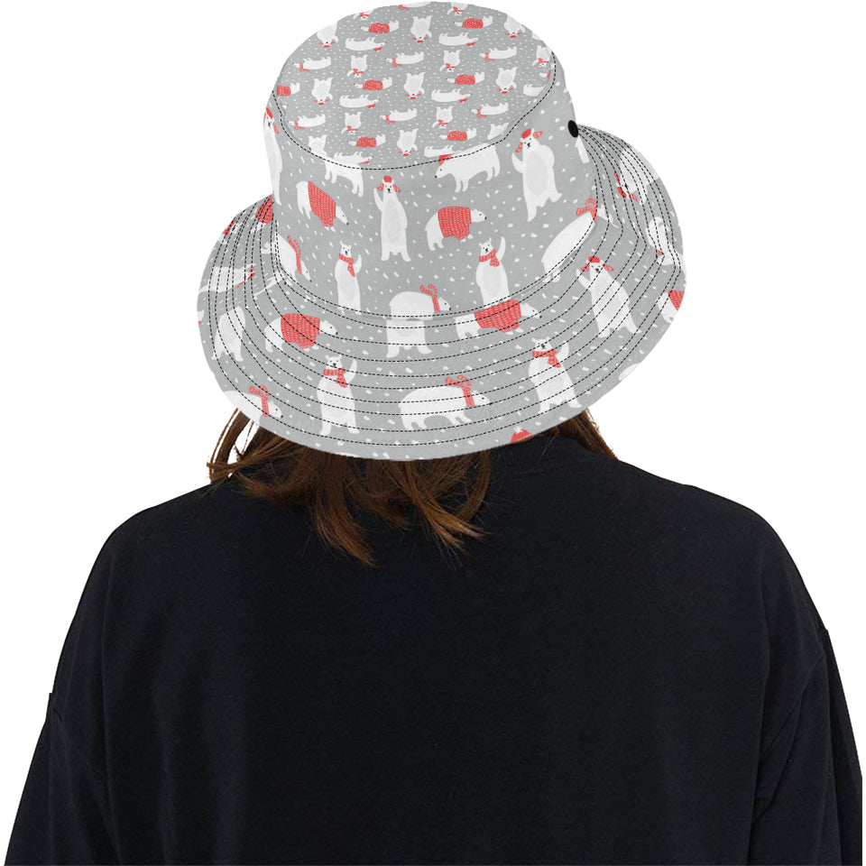 Cute polar bear christmas snow pattern Unisex Bucket Hat