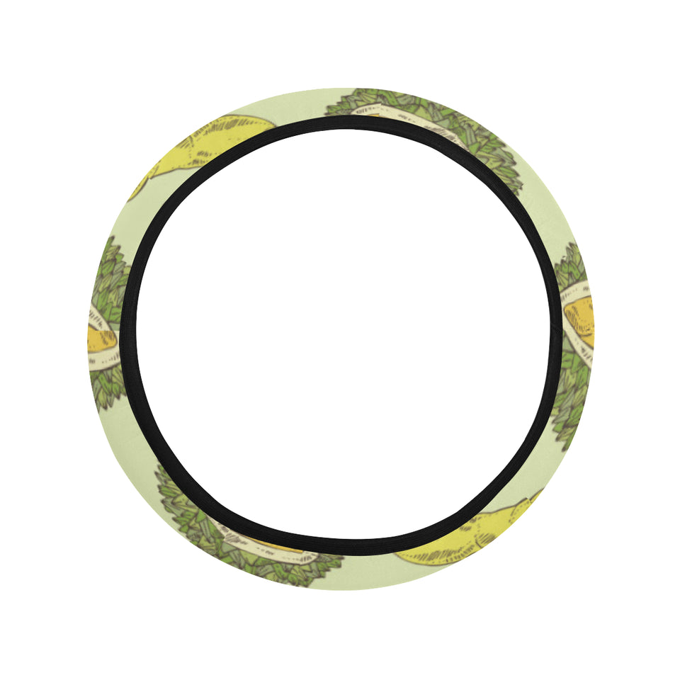 Durian leaves pattern background Car Steering Wheel Cover
