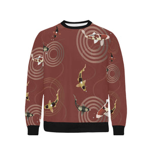 Koi Fish Carp Fish red background Men's Crew Neck Sweatshirt