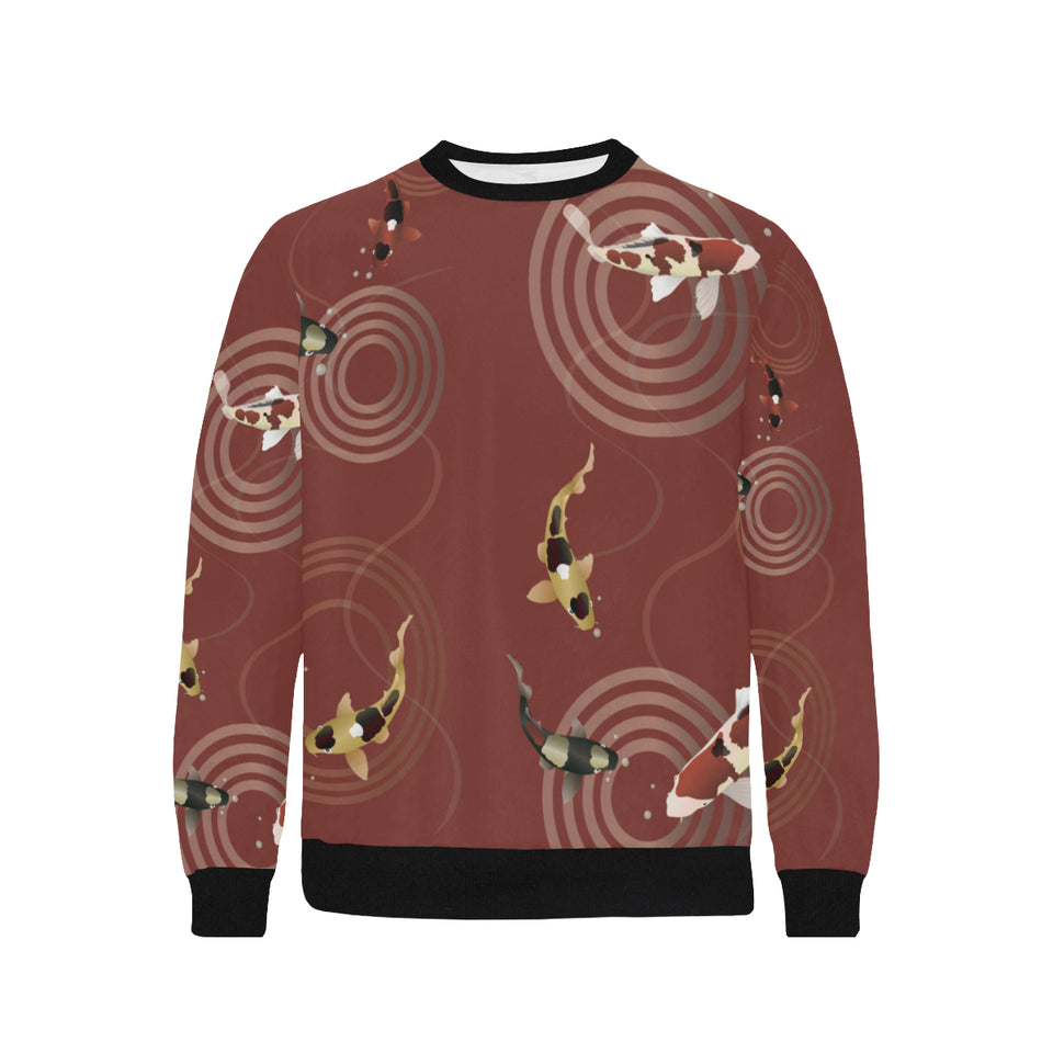 Koi Fish Carp Fish red background Men's Crew Neck Sweatshirt