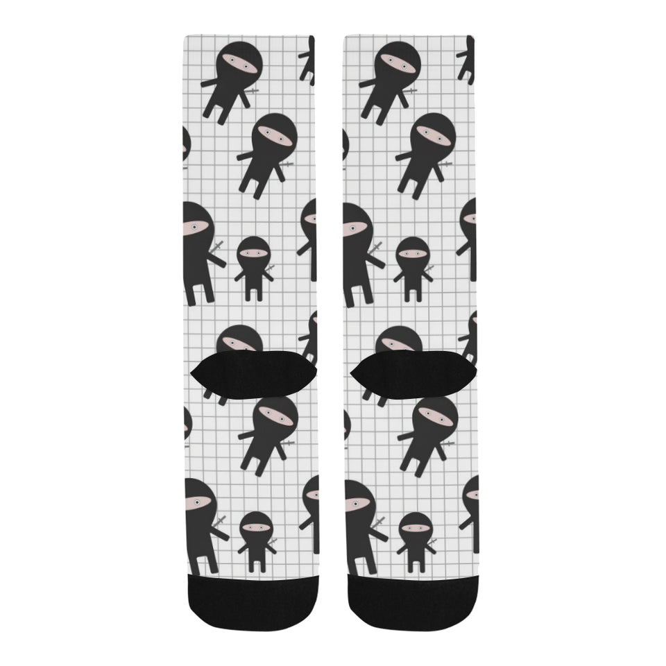 Ninja pattern plaid background Crew Socks