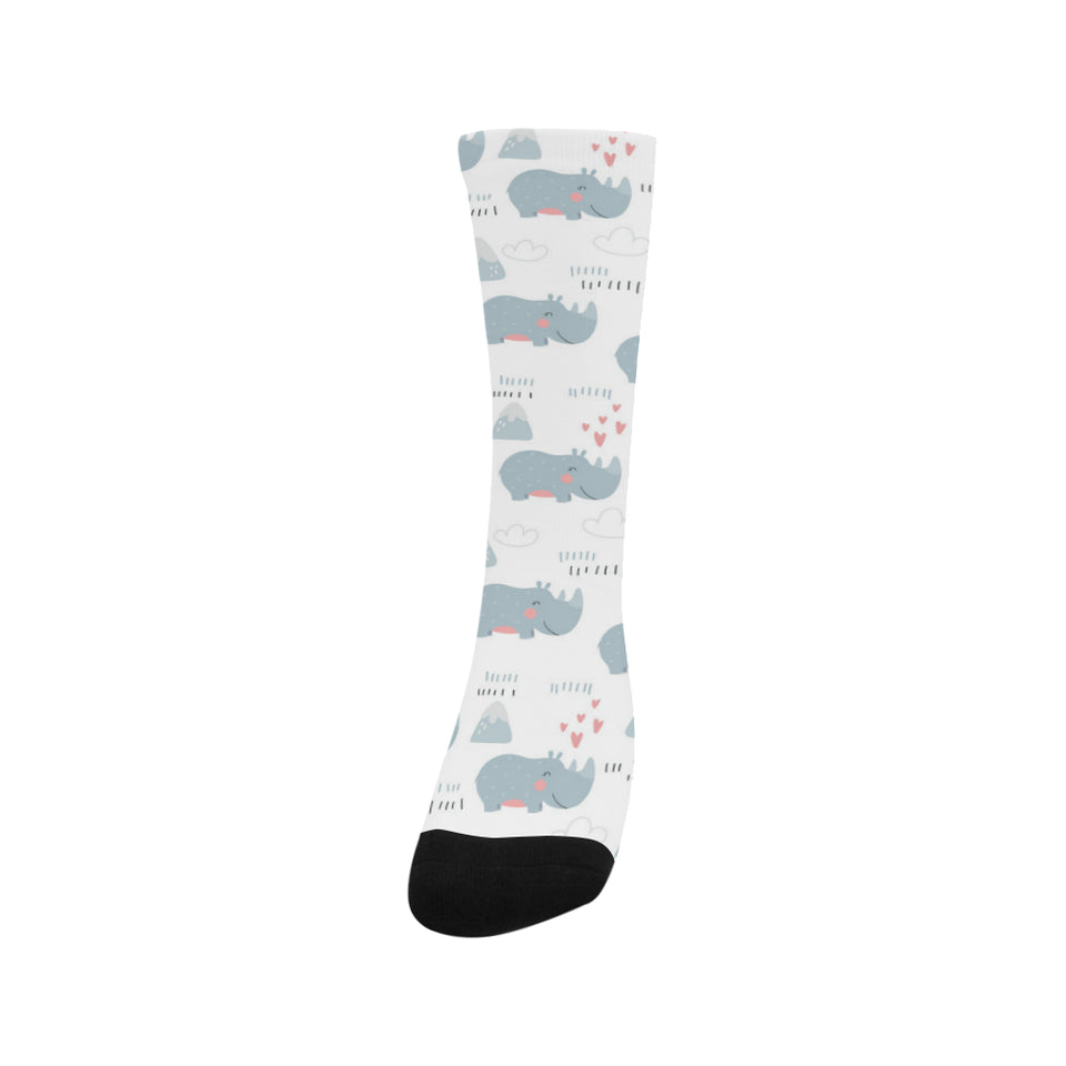 cute rhino heart pattern Crew Socks