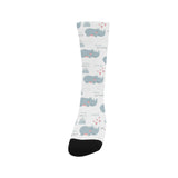 cute rhino heart pattern Crew Socks