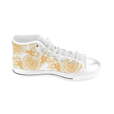 hand drawn orange fruit pattern Men's High Top Canvas Shoes White