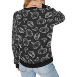 Garlic pattern black background Women's Crew Neck Sweatshirt