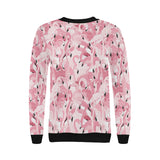 Pink flamingos pattern background Women's Crew Neck Sweatshirt