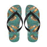 cute brown sea otters ornamental seaweed corals gr Unisex Flip Flops