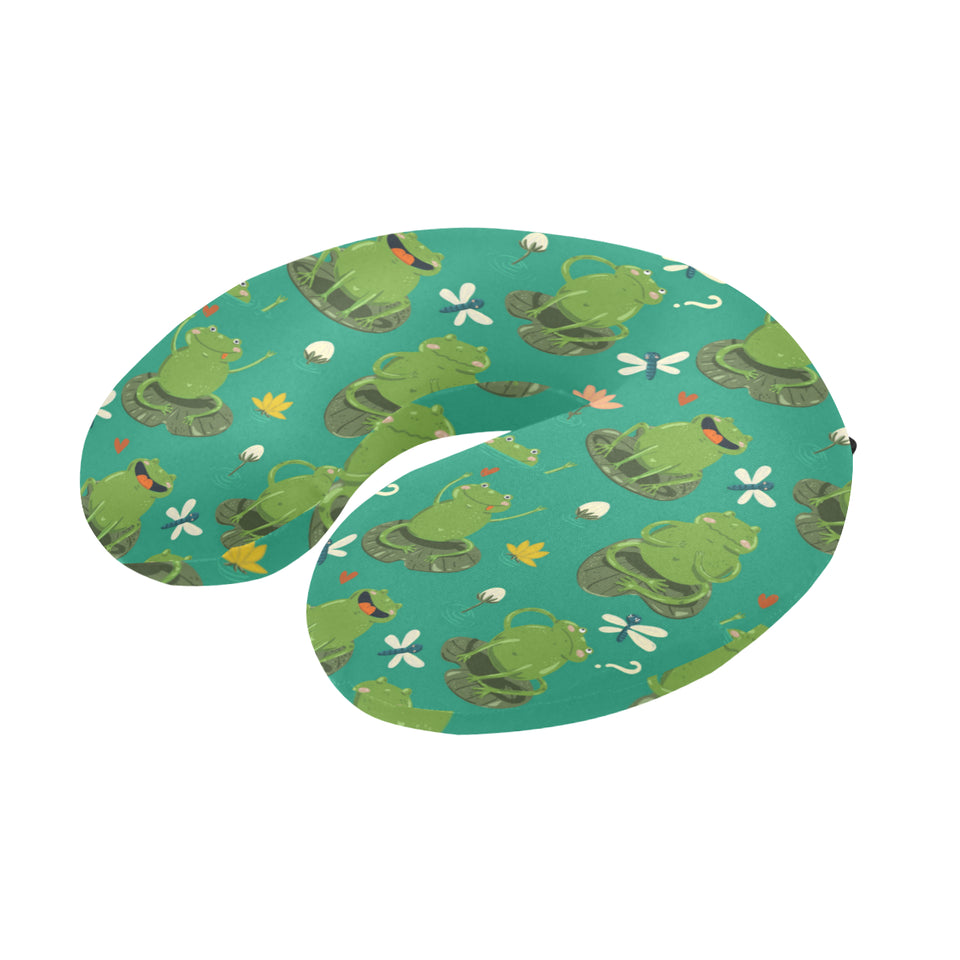 Cute frog dragonfly design pattern U-Shaped Travel Neck Pillow