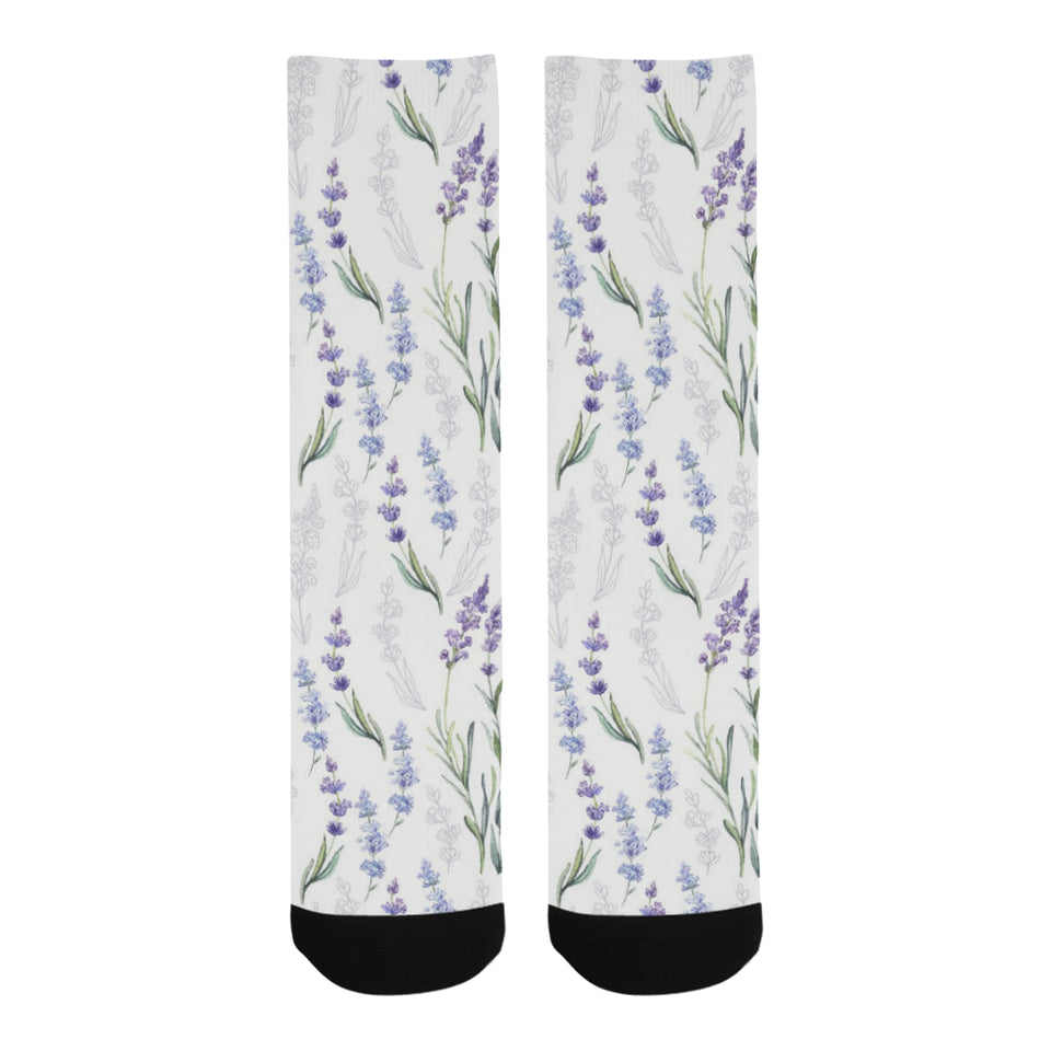 Hand painting Watercolor Lavender Crew Socks
