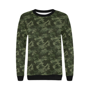 Digital Green camouflage pattern Women's Crew Neck Sweatshirt