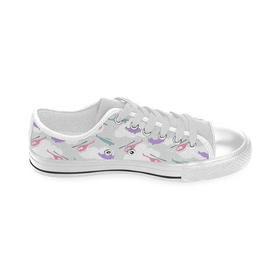 Helicopter plane pattern Men's Low Top Shoes White