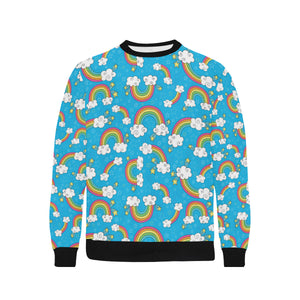 Rainbows Sky Clouds Pattern Men's Crew Neck Sweatshirt