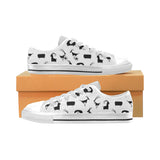 Goat ram pattern Men's Low Top Shoes White