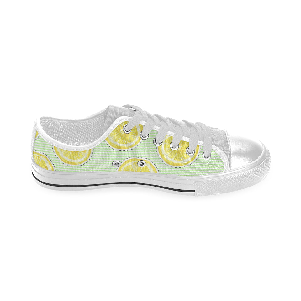 slice of lemon pattern Men's Low Top Canvas Shoes White