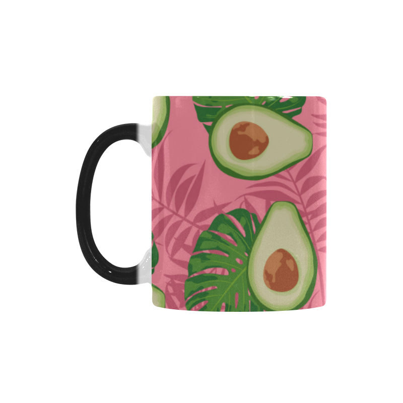 Avocado slices leaves pink back ground Morphing Mug Heat Changing Mug