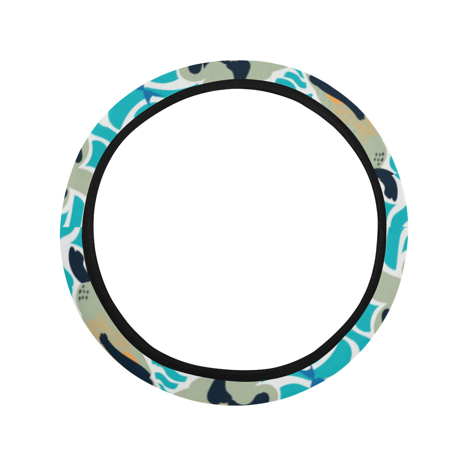 Cute sea otters fishe sea urchin pattern Car Steering Wheel Cover
