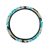Cute sea otters fishe sea urchin pattern Car Steering Wheel Cover