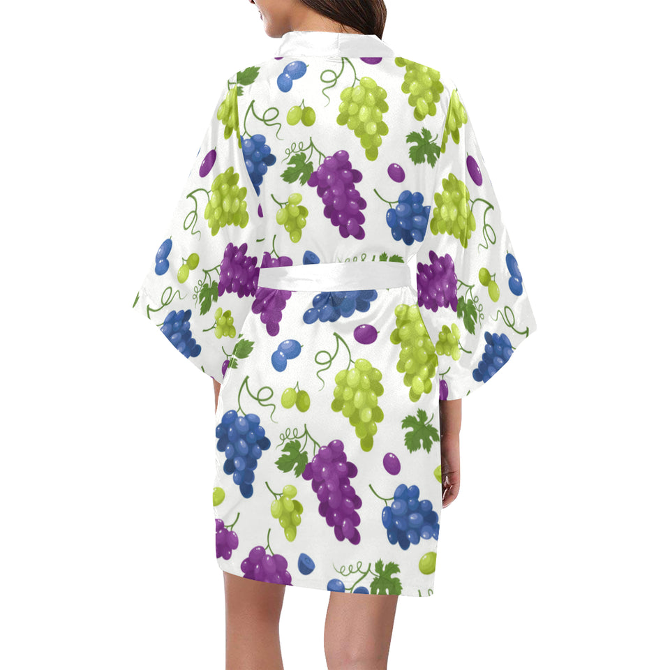 Grape pattern Women's Short Kimono Robe