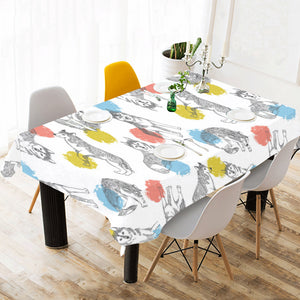 Siberian husky and colorful circle pattern Tablecloth