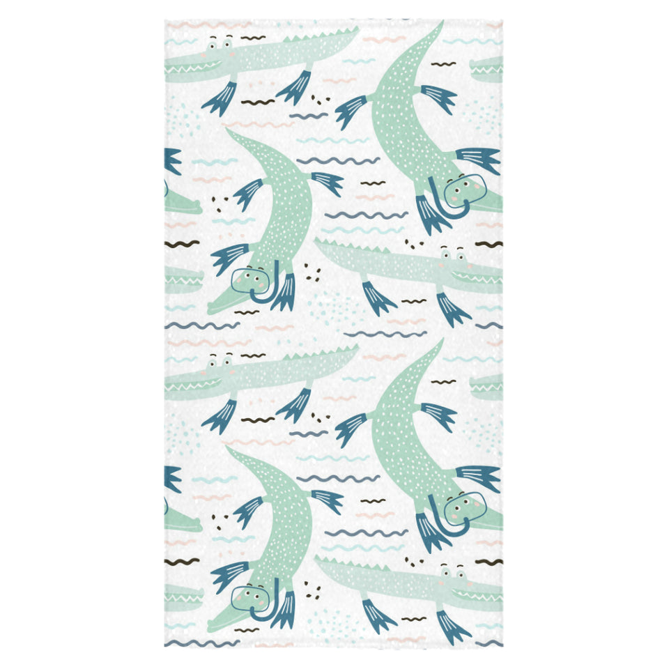 Crocodile diver pattern Bath Towel