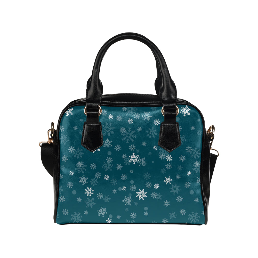 Snowflake pattern dark background Shoulder Handbag