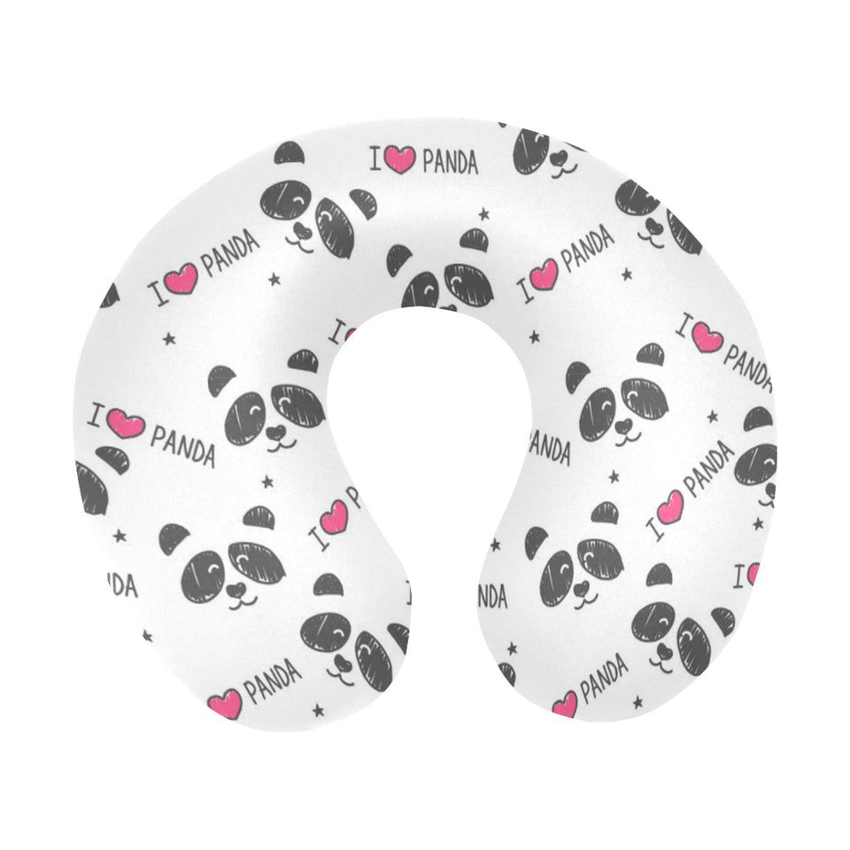 Hand Drawn faces of pandas pattern U-Shaped Travel Neck Pillow