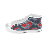 Fancy Carps hand drawn japanese art Men's High Top Canvas Shoes White