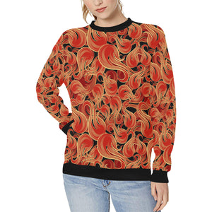 Fire flame pattern Women's Crew Neck Sweatshirt