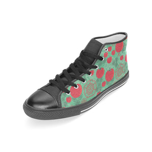 Tomato design pattern Women's High Top Canvas Shoes Black