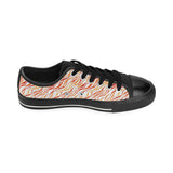 Fire flame watercolor pattern Men's Low Top Canvas Shoes Black