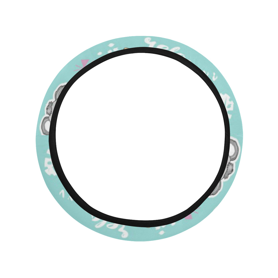 Cute koalas blue background pattern Car Steering Wheel Cover