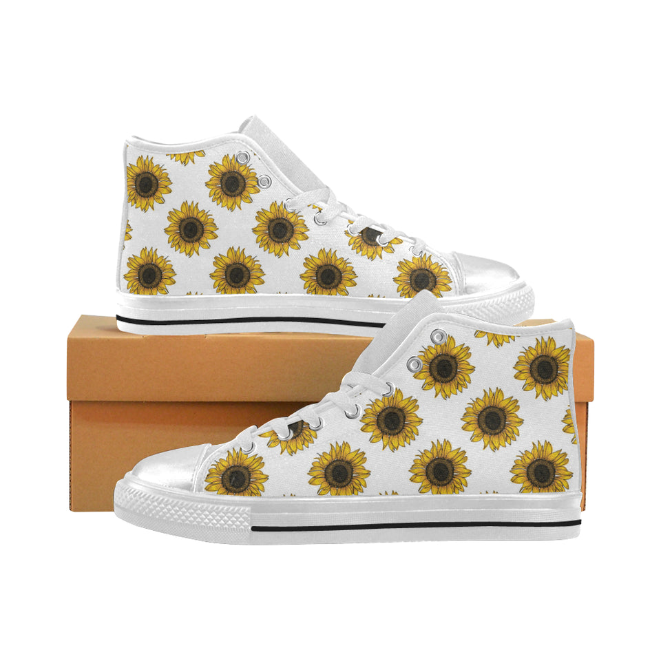 sunflowers design pattern Women's High Top Canvas Shoes White