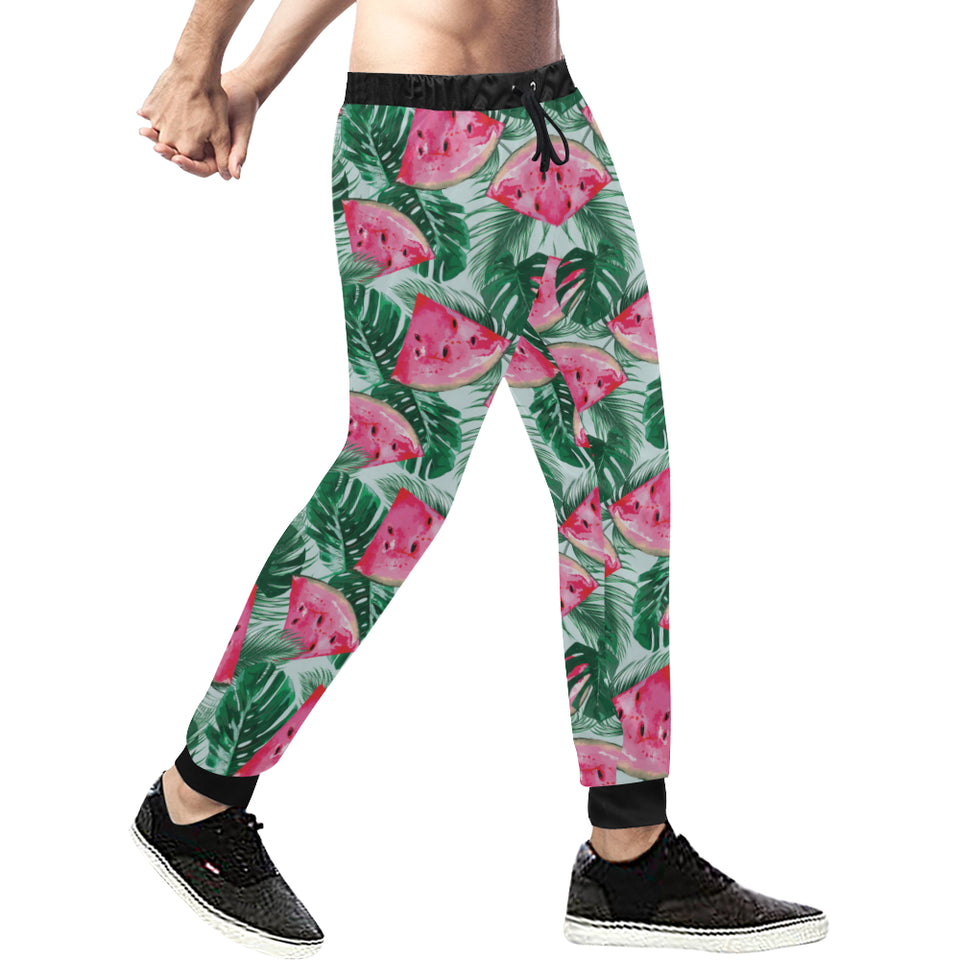 Watermelons tropical palm leaves pattern Unisex Casual Sweatpants