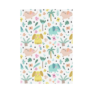 Cute elephants palm tree flower butterfly pattern House Flag Garden Flag