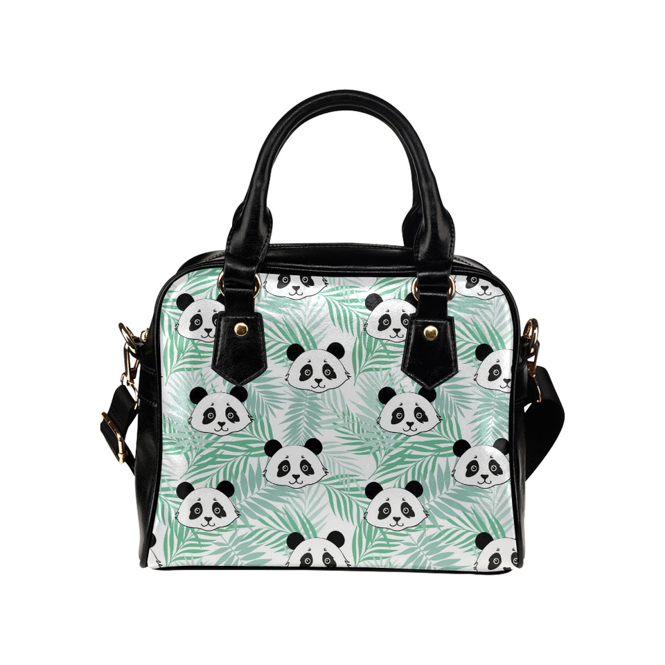 Panda pattern tropical leaves background Shoulder Handbag