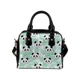 Panda pattern tropical leaves background Shoulder Handbag