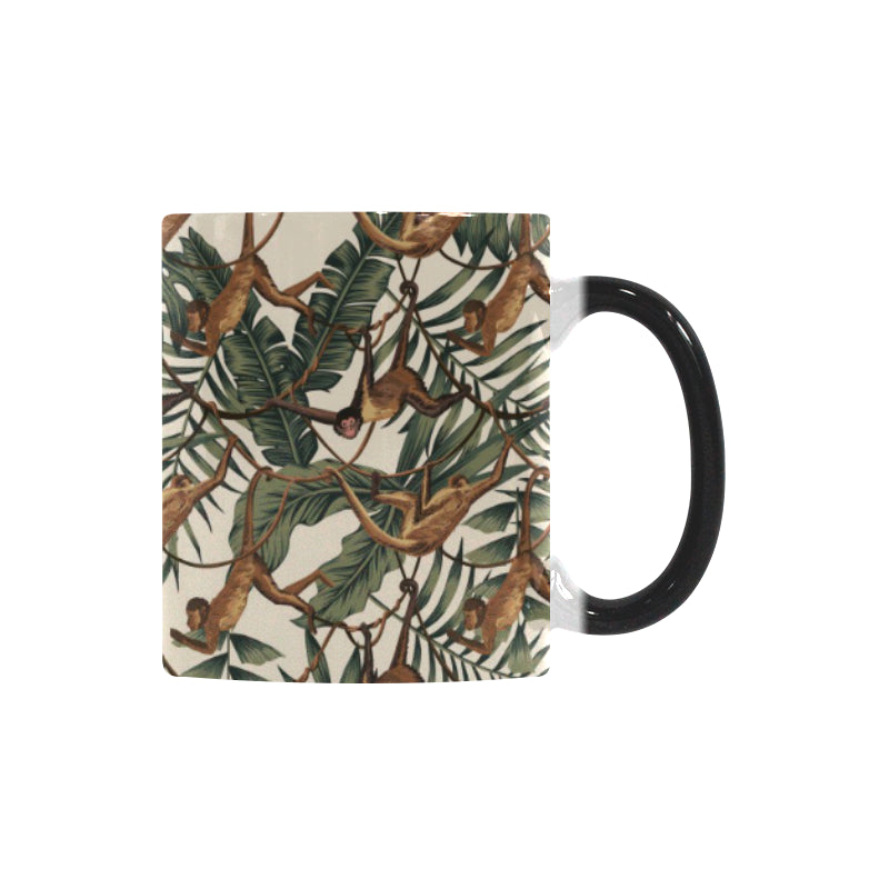 Monkey tropical leaves background Morphing Mug Heat Changing Mug