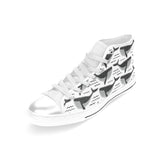Black whale pattern Women's High Top Canvas Shoes White